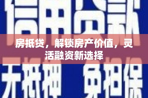 芦洲房抵贷，解锁房产价值，灵活融资新选择