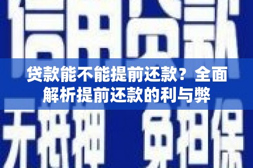 芦洲贷款能不能提前还款？全面解析提前还款的利与弊