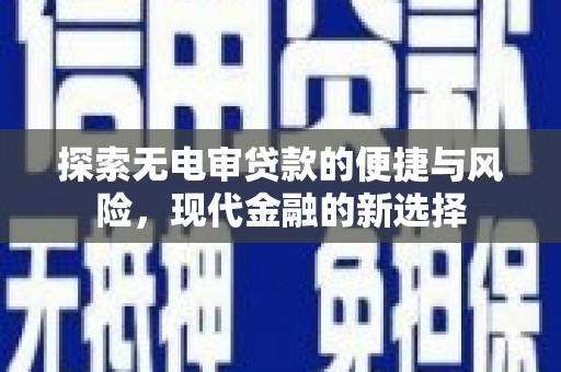 芦洲探索无电审贷款的便捷与风险，现代金融的新选择