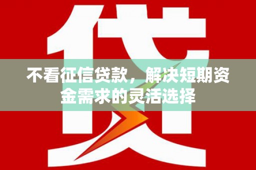 芦洲不看征信贷款，解决短期资金需求的灵活选择
