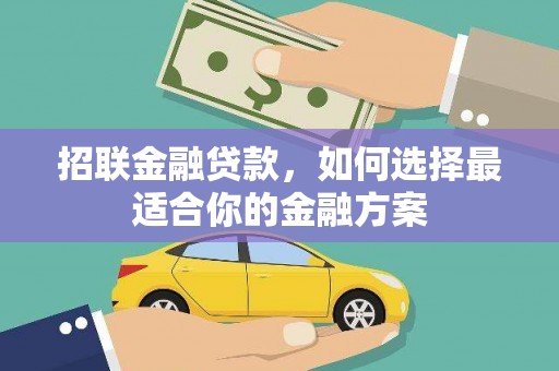 芦洲招联金融贷款，如何选择最适合你的金融方案
