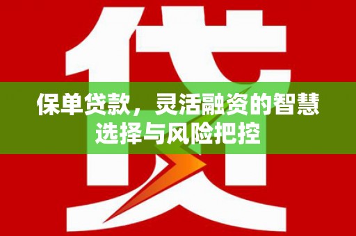 芦洲保单贷款，灵活融资的智慧选择与风险把控