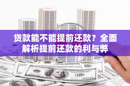 芦洲贷款能不能提前还款？全面解析提前还款的利与弊