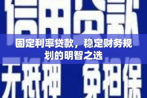 芦洲固定利率贷款，稳定财务规划的明智之选