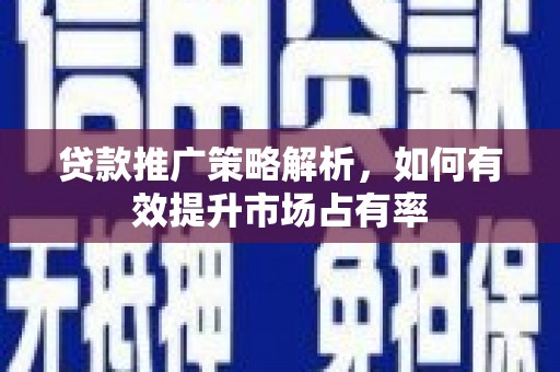 芦洲贷款推广策略解析，如何有效提升市场占有率