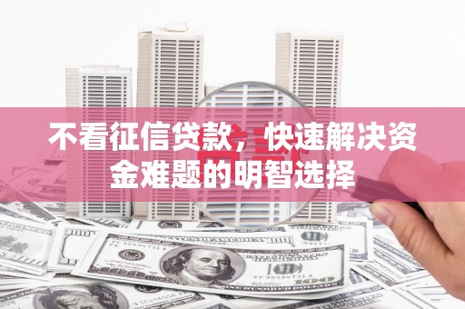 芦洲不看征信贷款，快速解决资金难题的明智选择