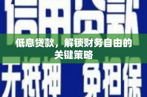 芦洲低息贷款，解锁财务自由的关键策略