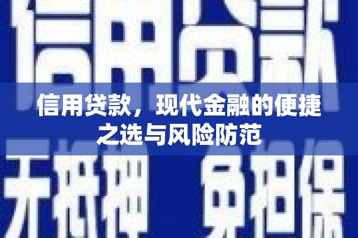 芦洲信用贷款，现代金融的便捷之选与风险防范