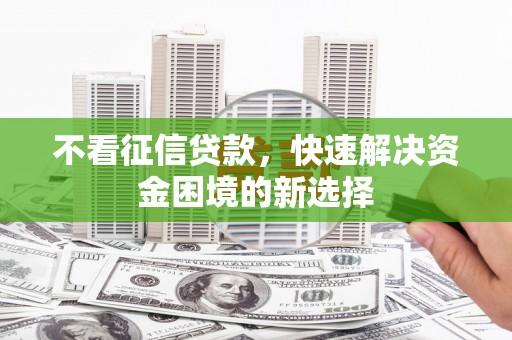芦洲不看征信贷款，快速解决资金困境的新选择