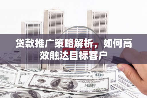 芦洲贷款推广策略解析，如何高效触达目标客户