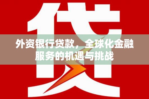 芦洲外资银行贷款，全球化金融服务的机遇与挑战