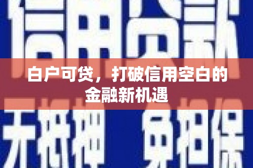 芦洲白户可贷，打破信用空白的金融新机遇