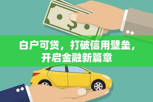 芦洲白户可贷，打破信用壁垒，开启金融新篇章