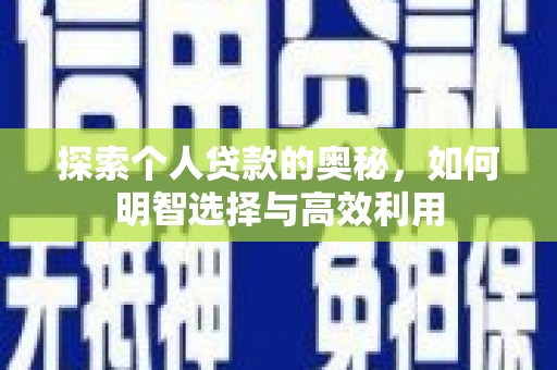芦洲探索个人贷款的奥秘，如何明智选择与高效利用