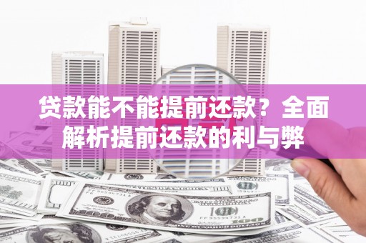 芦洲贷款能不能提前还款？全面解析提前还款的利与弊