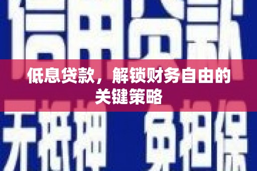 芦洲低息贷款，解锁财务自由的关键策略