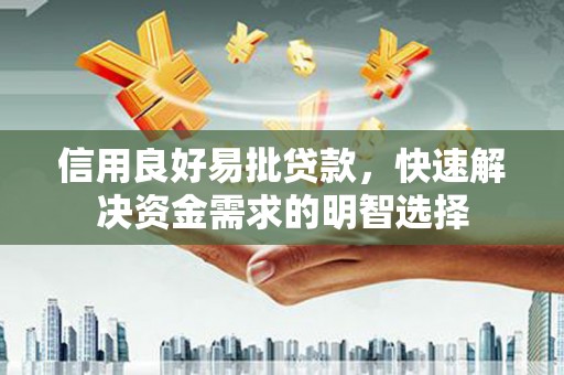 芦洲信用良好易批贷款，快速解决资金需求的明智选择
