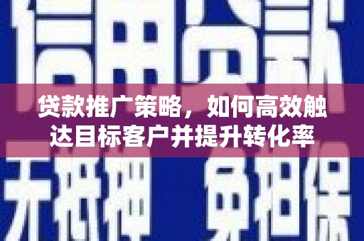 芦洲贷款推广策略，如何高效触达目标客户并提升转化率
