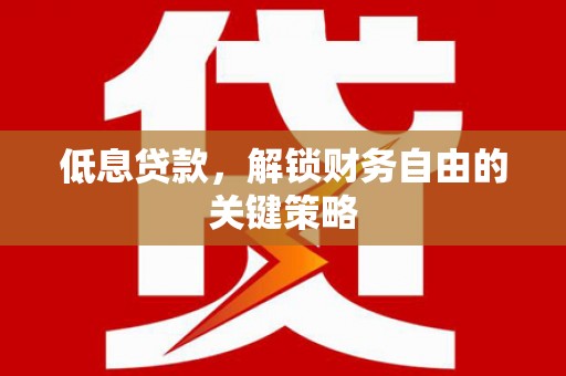 芦洲低息贷款，解锁财务自由的关键策略