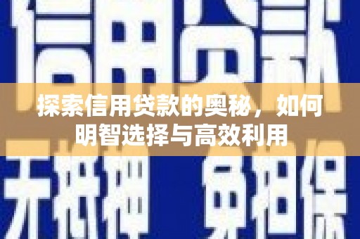芦洲探索信用贷款的奥秘，如何明智选择与高效利用