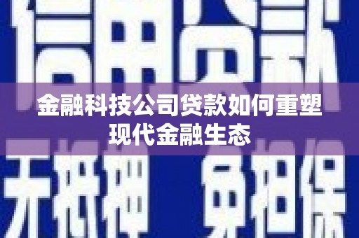 芦洲金融科技公司贷款如何重塑现代金融生态