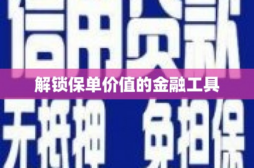 芦洲解锁保单价值的金融工具